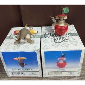 Charming Tails Teacher Christmas Gift Ornaments set of 2